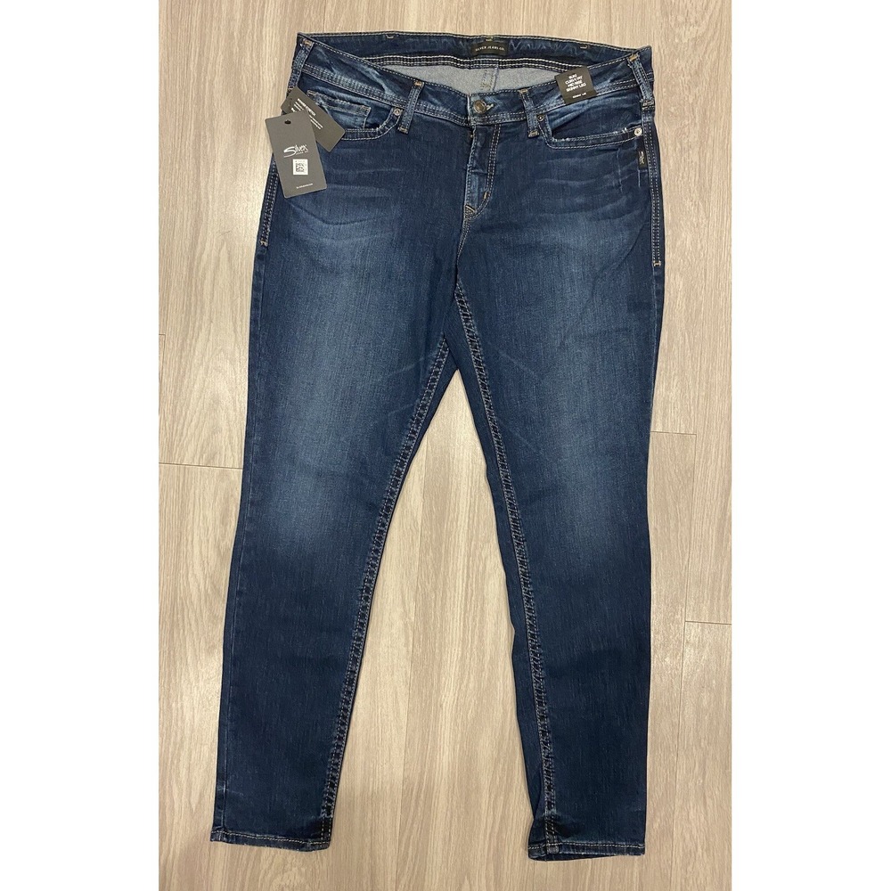 Silver Jeans Womens SUKI Curvy Fit Mid Rise Skinny Leg Denim Jeans 36x31 NWT $88